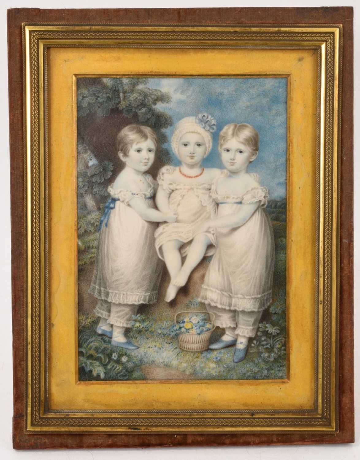 Lot 853 - William Douglas (1780-1832) portrait miniature on ivory depicting three children
