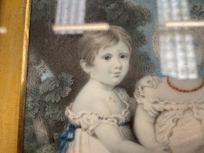 Lot 853 - William Douglas (1780-1832) portrait miniature on ivory depicting three children