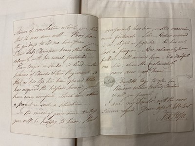 Lot 938 - Fascinating album containing letters, cuttings and ephemera, including letters from, and drafts of letters to James Stuart, the Old Pretender, and his wife Clementina in correspondence with the...