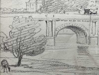 Lot 8 - 20th century pencil and chalk drawing of Kelso, 21.5cm x 27cm, dated 1934, in glazed frame.