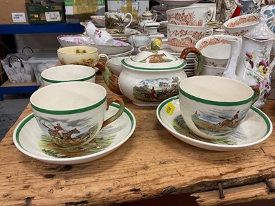Lot 21 - Copeland Spode hunting pattern tea set, together with other sporting and antique china