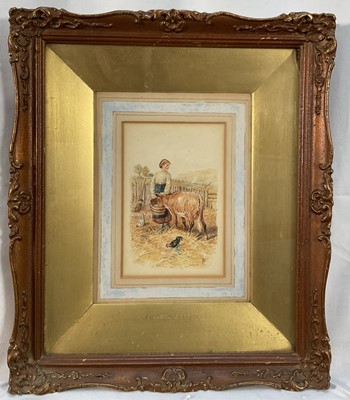 Lot 13 - After Myles Birkett Foster (1825 - 1899) pair of watercolours of women with cattle