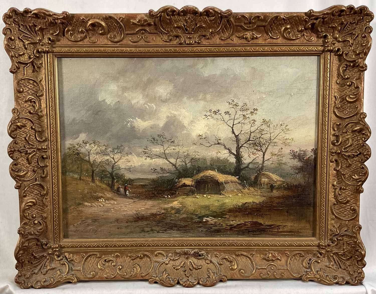Lot 29 - Henry J. Foley R.A. (1839 - 1875) oil on canvas - Pastoral scene, signed, 24cm x 34cm, in gilt frame