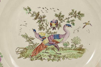 Lot 5083 - Pearlware octagonal plate, printed and painted with birds, circa 1790-1800