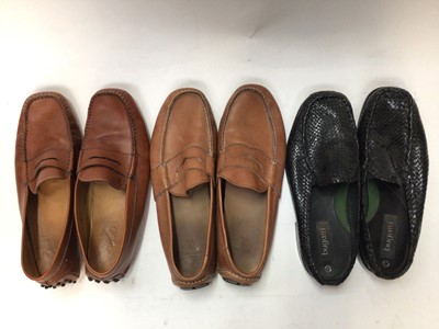 Lot 2089 - Lots of pre-owned men's summer shoes and slip-ons including Todd's, Bugatti, Polo Ralph Lauren. Plus a pair of black velvet slippers by Berk Burlington Arcade London.