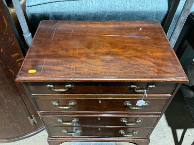 Lot 72 - Georgian style mahogany small chest of four graduated drawers on bracket feet, 63cm wide x 41cm deep x 70cm high