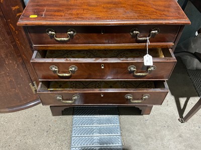 Lot 72 - Georgian style mahogany small chest of four graduated drawers on bracket feet, 63cm wide x 41cm deep x 70cm high