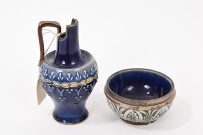 Lot 89 - Doulton lidded tobacco jar, together with five small Doulton pieces