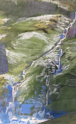 Lot 49 - George William Jardine (1920-2002) gouache - Crib Goch, Snowdon, 32cm x 18cm, signed and titled, dry mounted, unframed