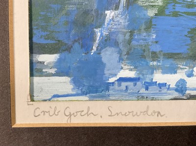 Lot 49 - George William Jardine (1920-2002) gouache - Crib Goch, Snowdon, 32cm x 18cm, signed and titled, dry mounted, unframed