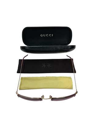 Lot 2135 - Gucci pink lens sunglasses GG1653 in Gucci hard case plus Charles Jordan sunglasses.