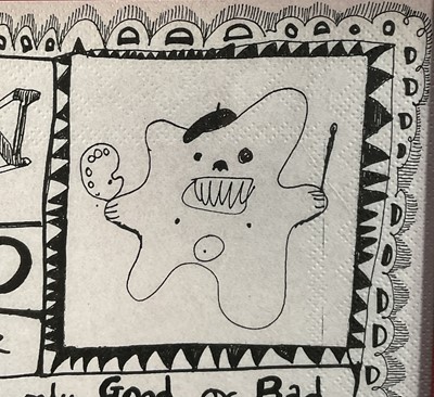 Lot 38 - Sir Grayson Perry (b. 1960) print on napkin paper - The Red Alan Manifesto, with artist's logo to the print, 33 x 33cm, glazed frame