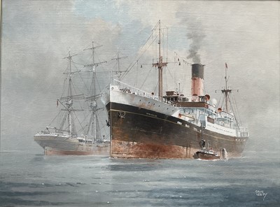 Lot 1222 - *Colin Verity (1924-2011) oil on board - Picking up the Pilot, signed, 40 x 60cm, framed