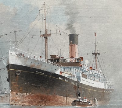 Lot 1222 - *Colin Verity (1924-2011) oil on board - Picking up the Pilot, signed, 40 x 60cm, framed