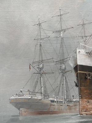 Lot 1222 - *Colin Verity (1924-2011) oil on board - Picking up the Pilot, signed, 40 x 60cm, framed