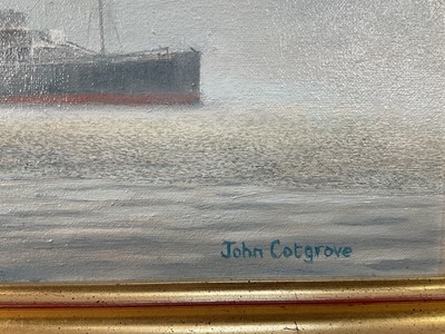 Lot 41 - John Cotgrave (20th century) oil on canvas - ‘Picking up the Tow’, signed, titled verso, 39 x 60cm, framed
