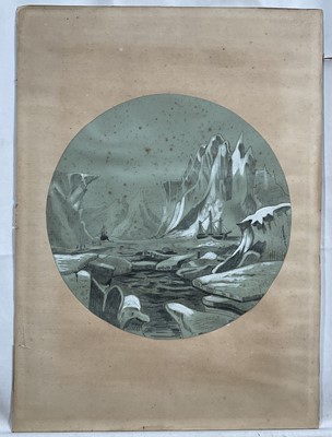 Lot 108 - F. Peters, pencil drawing heightened with white - Arctic scene with ships, signed and dated 1881.28.5 x 28.5cm, unframed