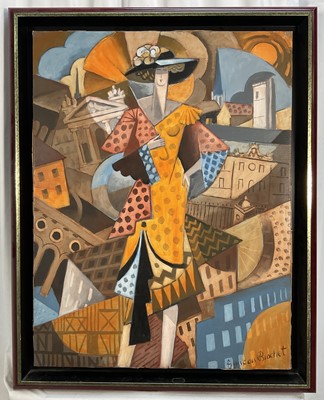 Lot 15 - Francois Brochet (1925-2001) oil on canvas - ‘La Touriste’, signed, inscribed verso, framed, 65cm x 50cm