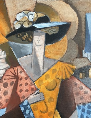 Lot 15 - Francois Brochet (1925-2001) oil on canvas - ‘La Touriste’, signed, inscribed verso, framed, 65cm x 50cm