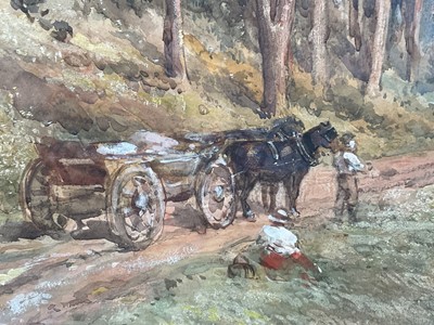 Lot 38 - Henry Whatley (1842-1901) large watercolour, Figures and cart at dusk, signed, 44 x 75cm, glazed gilt frame