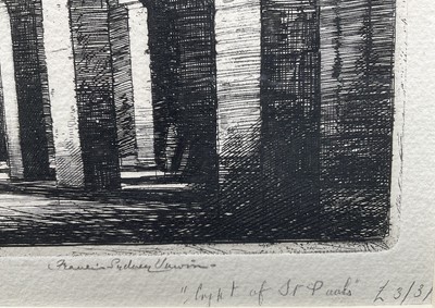 Lot 93 - Francis Sydney Unwin (1885-1925) etching - Crypt of St Paul's, signed, 14cm x 23cm, mounted in glazed frame