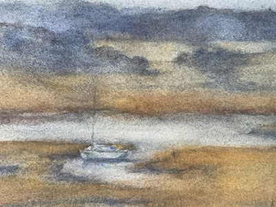 Lot 27 - Jean Cooke (Suffolk artist b.1932) watercolour - Suffolk marshes, signed, 22cm x 30cm, in glazed frame