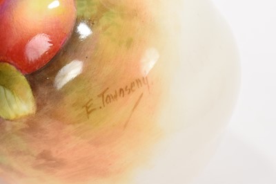 Lot 96 - Royal Worcester pot pourri vase, shape G 161, painted with fruit, signed E. Townsend, dated 1936, 7cm high