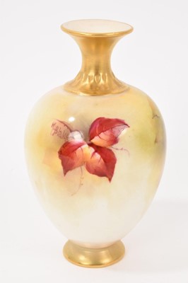 Lot 97 - Royal Worcester vase, of classical form, dated 1931, painted with fruit, signed M. Blake, 13.5cm high