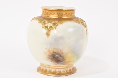 Lot 99 - Royal Worcester pot pourri vase, shape H 278, dated 1920, painted with Highland cattle and signed H. Stinton, 9.5cm high