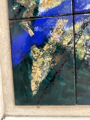 Lot 30 - Rita Moiret (1912-1994) enamel composition, abstract, comprised of 6 panels on board, signed, 107cm x 51cm, 122cm x 66cm overall