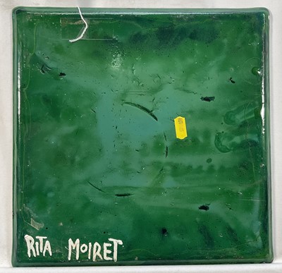 Lot 34 - Rita Moiret (1912-1994) enamel composition, abstract, in tray form, signed verso, 30cm x 30cm