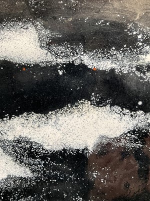 Lot 34 - Rita Moiret (1912-1994) enamel composition, abstract, in tray form, signed verso, 30cm x 30cm