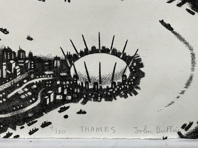 Lot 59 - John Duffin (b. 1965) etching - Thames, signed titled and numbered 4/150, 75cm x 56cm, unframed