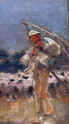 Lot 1116 - Harry Becker (1865-1928) oil on canvas - A Shepherd and his Flock, signed, 37cm x 47cm, in glazed painted frame