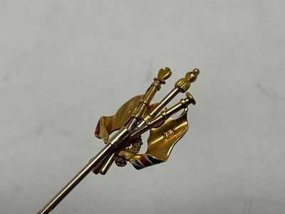 Lot 116 - Impressive and rare Victoria gold and enamel Crimean War Allies stickpin in gold and enamel