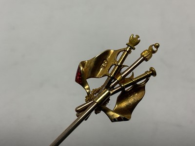 Lot 116 - Impressive and rare Victoria gold and enamel Crimean War Allies stickpin in gold and enamel