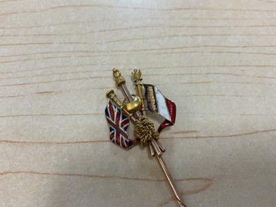 Lot 116 - Impressive and rare Victoria gold and enamel Crimean War Allies stickpin in gold and enamel