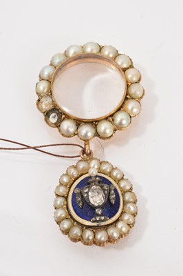 Lot 514 - George III gold enamel, diamond and seed pearl pendant