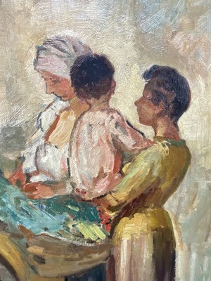 Lot 77 - Ludvig Jacobson (1890-1957) oil on canvas - Soller, Majorca, market donkey, signed, titled verso, 84cm x 109cm, framed