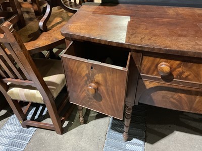 Lot 64 - Good small George III bow front sideboard standing on slender turned legs