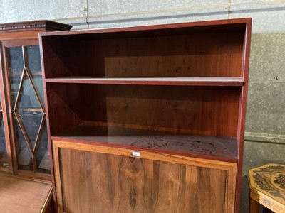 Lot 3 - Danish rosewood two tier unit with cupbaords below and fall front above