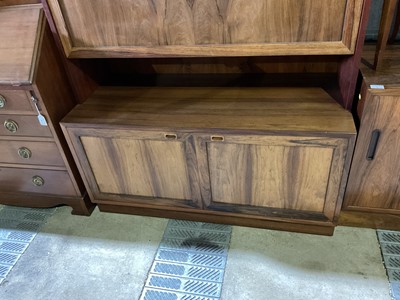 Lot 3 - Danish rosewood two tier unit with cupbaords below and fall front above