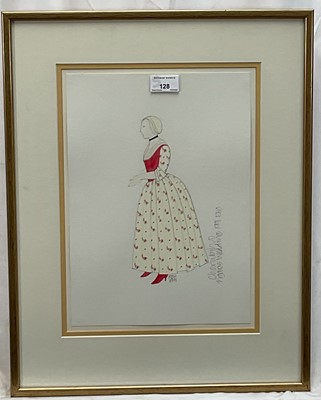 Lot 128 - Richard Hudson (b. 1954) watercolour, two costume designs for English National and Royal Opera productions, Figaro's Wedding (1991) and Die Meistersinger Von Nurnberg (1993), 35.5 x 25.5cm, in g...