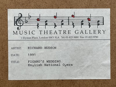 Lot 128 - Richard Hudson (b. 1954) watercolour, two costume designs for English National and Royal Opera productions, Figaro's Wedding (1991) and Die Meistersinger Von Nurnberg (1993), 35.5 x 25.5cm, in g...