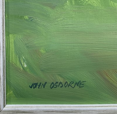 Lot 4 - John Osborne (b. 1939) oil on board - Flower garden, signed, 29.5cm x 29.5cm, framed