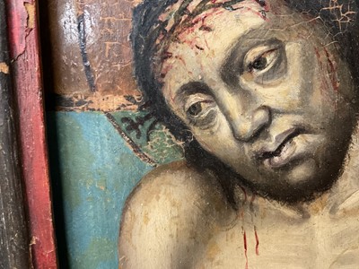 Lot 803 - Interesting early, probably 16th century Continental oil on panel, Ecce Homo
