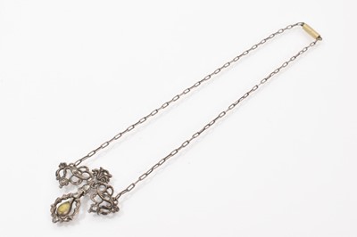 Lot 513 - Antique paste set white metal pendant necklace and an antique glass and paste set oval brooch (2)