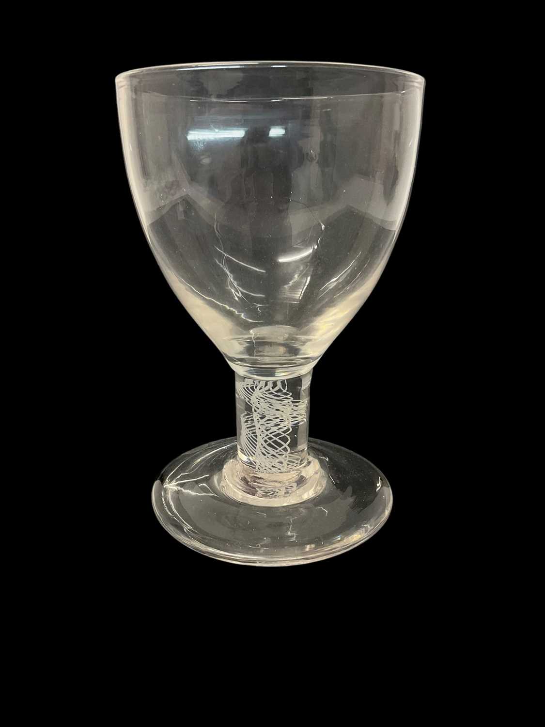 Lot 65 - Rare Georgian glass rummer with double series opaque twist stem, 14cm high