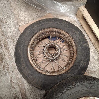 Lot 53 - Set of four wire wheels and tyres (to suit an MGA)