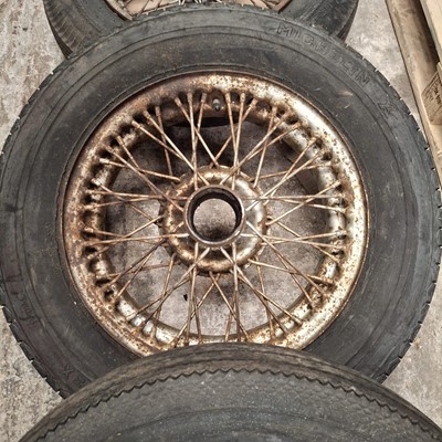 Lot 53 - Set of four wire wheels and tyres (to suit an MGA)